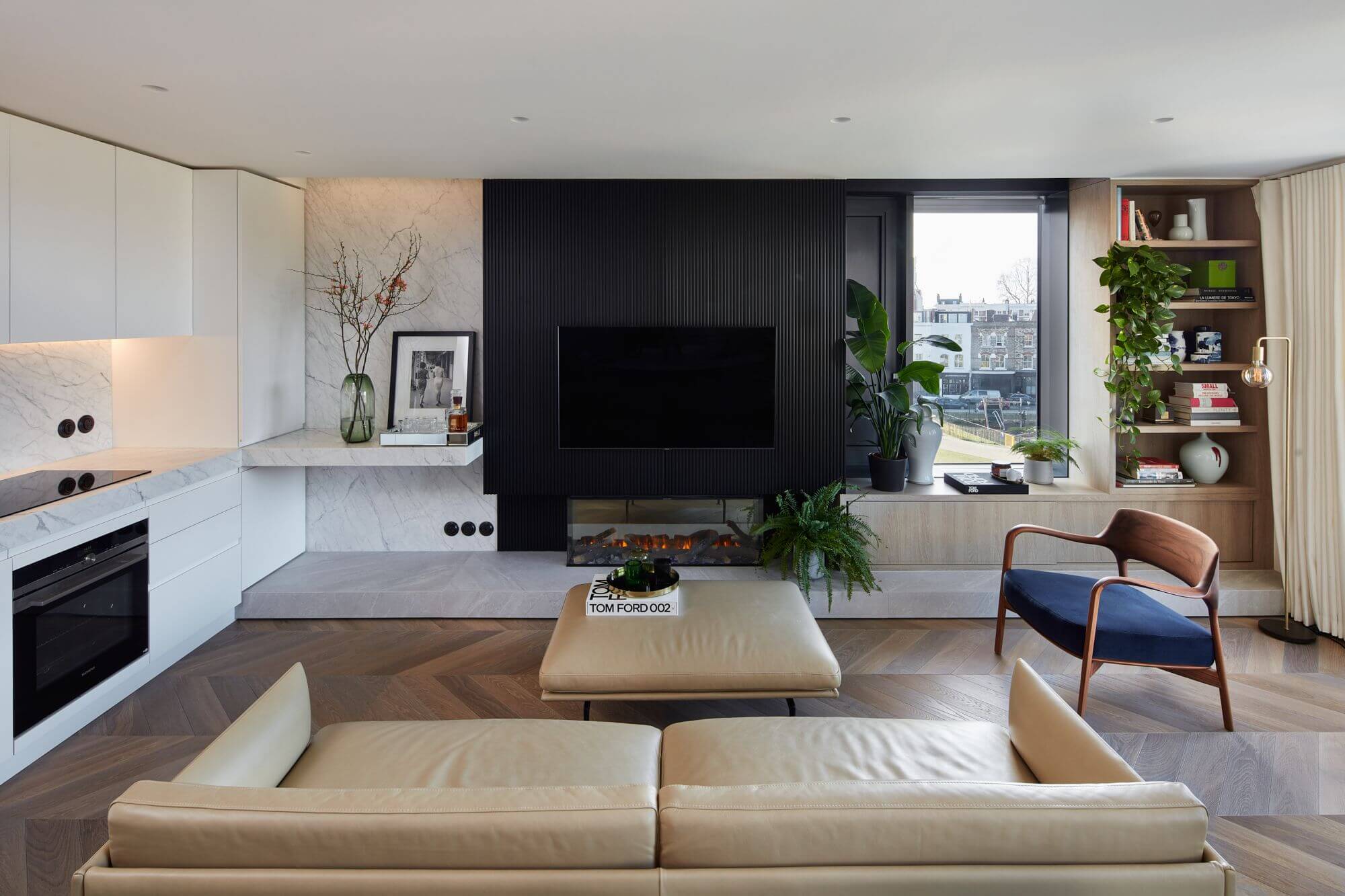 Notting Hill Faraday Road apartment renovation living room
